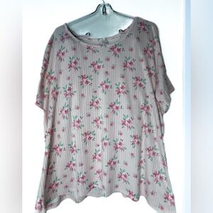 Flora Nikrooz Pink Floral Thermal Ribbed 2PC Pajama Set Shorts Top Women's 2X‎